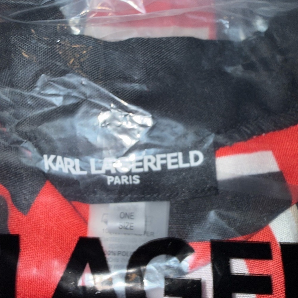 Karl Lagerfeld Paris Double L Colorblock Cover Up Red & Black NWT O/S - Picture 6 of 7